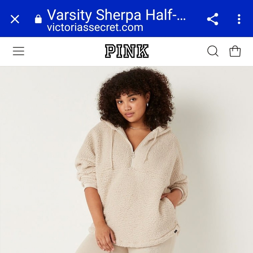 Pink Sherpa half zip hoodie